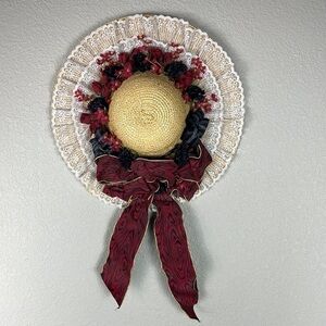 Straw and Lace Floral Bonnet Hat Spring Elegant Tea Party Derby